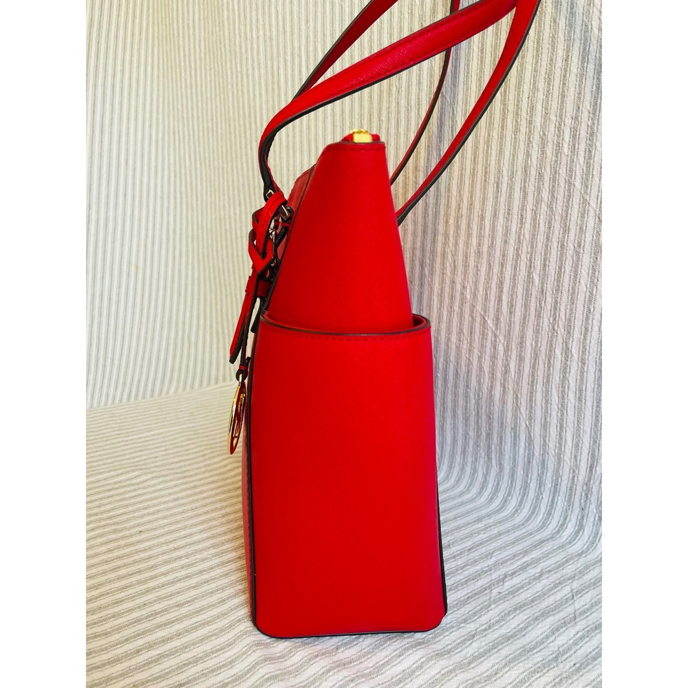 Michael Kors Charlotte Large Tote Vibrant Red Durable Saffiano Leather Handbag - Picture 4 of 12